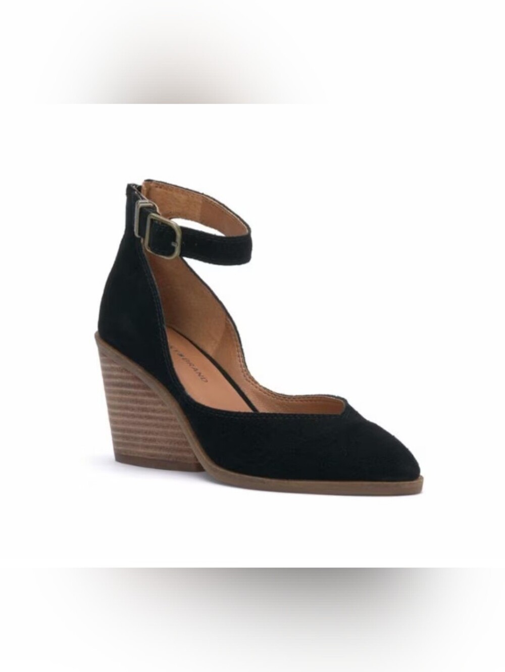 New Lucky Brand Stephi Pointed Toe Pump Leather suede upper Black Women's size 9